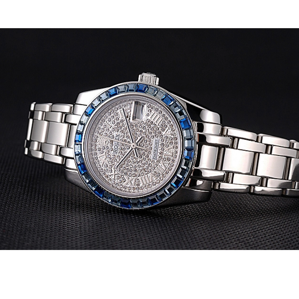 Best AAA Replica Sites Blue Stainless Datejust Case Jewels Bezel Diamond Steel Dial 622834 Bracelet Rolex And 0604